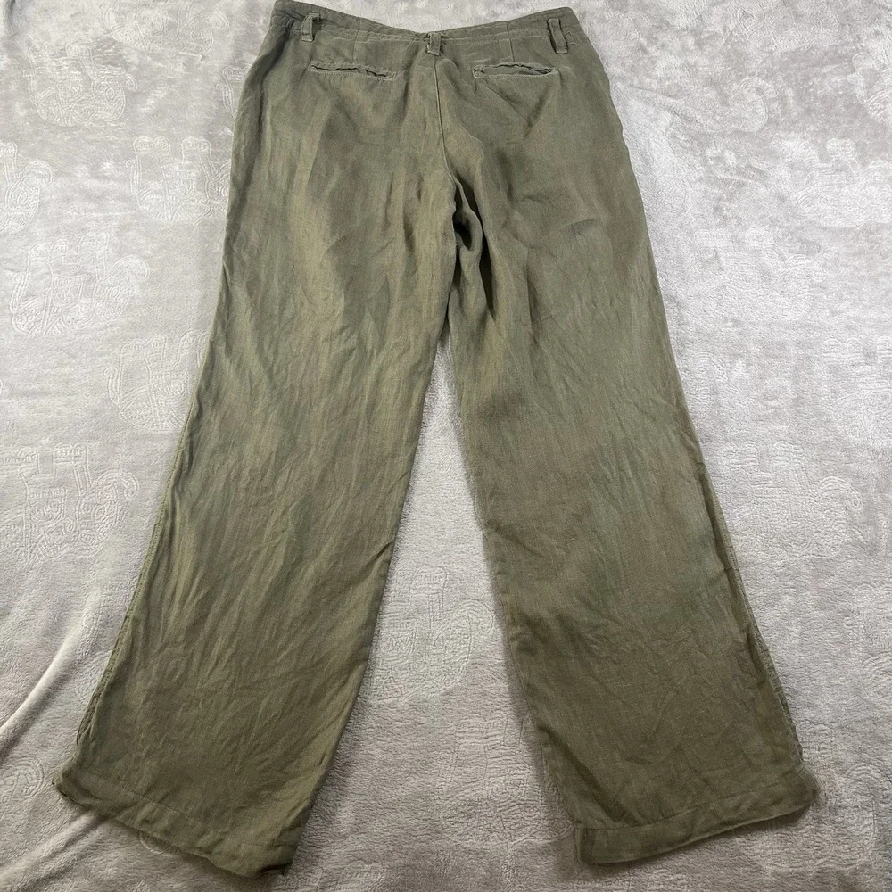 J. Crew Olive Green Wide-Leg Linen Pants